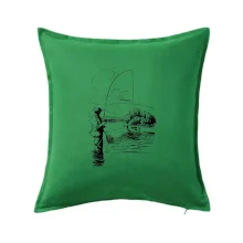 Kreslený rybář s podběrákem