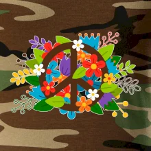 Peace symbol prorostlý květinami