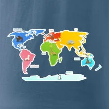 Světové kontinenty s názvy a zvířátky