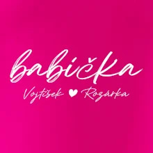 Babička Tričko se jmény dětí psací písmo