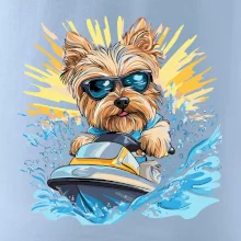 Yorkšírský teriér na vodním skútru