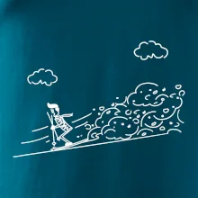 Kreslený lyžař na horách