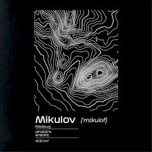 Mikulov - vrstevnice v obdélníku