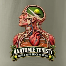 Anatomie tenisty hlava v autu srdce na kurtu