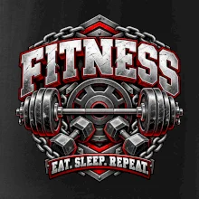 Fitness činka a závaží eat sleep repeat