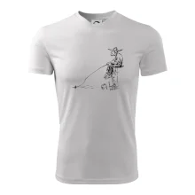 Kreslený rybář na pařezu