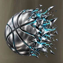Kovový basketbalový míč s elektrickými střepy