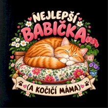 Nejlepší babička a kočičí máma spící zrzavý kocour