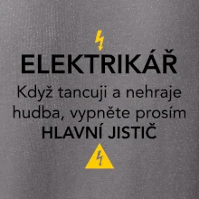 Elektrikář - hlavní jistič - Nápis na zádech