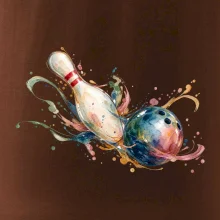 Bowling akvarelová koule a kuželka