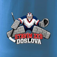 Hokejový brankář staví zeď