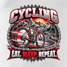 Cyklistické kolo mezi horami eat sleep repeat