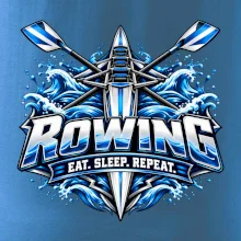 Veslařská loď se zkříženými vesly eat sleep repeat