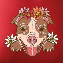 Americký stafordširský teriér hlava s květinami