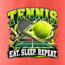 Tenisová raketa a míček eat sleep repeat