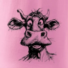 Černobílá karikatura světlá kráva hlava