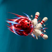 Bowlingová koule v akci a padající kuželky