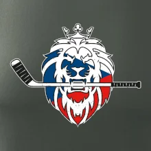 Lev s hokejkou v tlamě - Česká vlajka