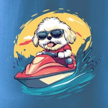 Lhasa Apso na vodním skútru