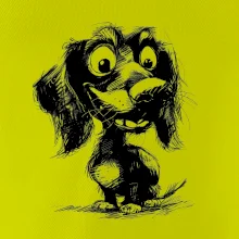 Černobílá karikatura jezevčík