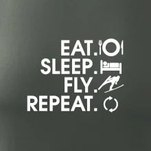 Eat sleep fly repeat - skoky na lyžích