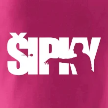 Šipky - nápis se šipkařem