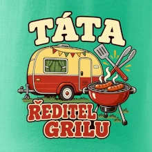 Táta ředitel grilu rodinné kempování s karavanem