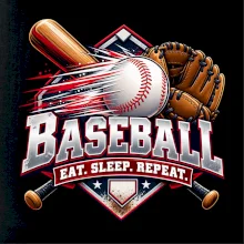 Baseballová pálka s rukavicí eat sleep repeat