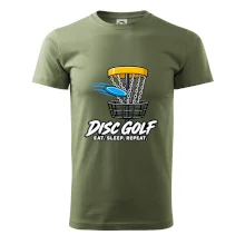 Discgolfový koš s letícím diskem eat sleep repeat