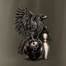 Bowling havran s koulí a kuželkou