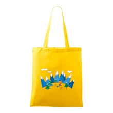 Lyžař a barevné hory