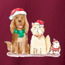 Veselé vánoce - pes, křeček a kočka