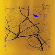 Praha - 14100 mapa s vodními toky