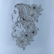 Žena a kočka - kreslená