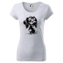 Černobílá karikatura jezevčík