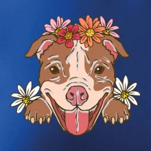 Americký stafordširský teriér hlava s květinami