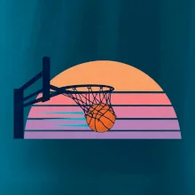 Retro západ slunce a basketbalový koš
