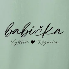 Babička Tričko se jmény dětí psací písmo