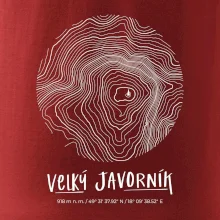 Velký Javorník - vrstevnice v kruhu