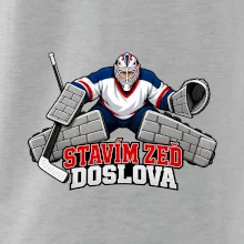 Hokejový brankář staví zeď
