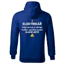 Elektrikář - hlavní jistič - Nápis na zádech