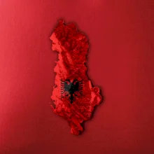 Mapa Albánie reliéf hor