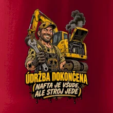 Údržba bagru dokončena nafta je všude