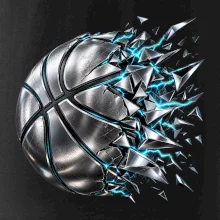Kovový basketbalový míč s elektrickými střepy