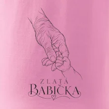 Zlatá babička s dětskou ručičkou minimalistická kresba