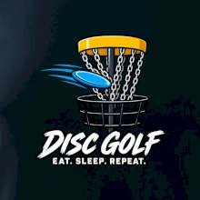 Discgolfový koš s letícím diskem eat sleep repeat