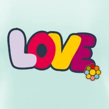 Love nápis s květinou