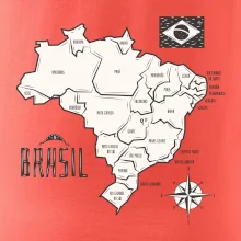 Brazílie mapa s názvy regionů