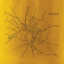 Černobílá mapa Blatná