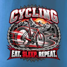 Cyklistické kolo mezi horami eat sleep repeat